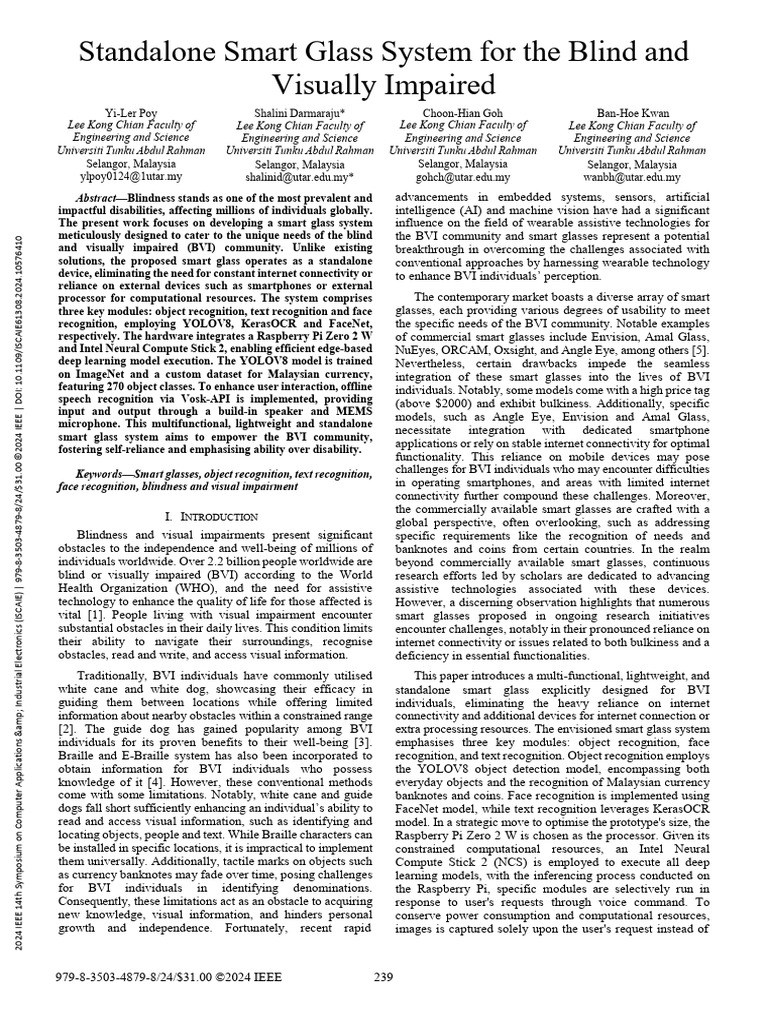 Oxsight Smart Glasses for BVI Empowerment | PDF | Optical Character ...