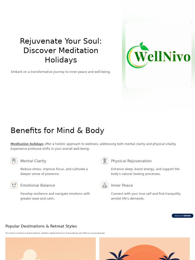 Meditation Holidays for Inner Peace | PDF