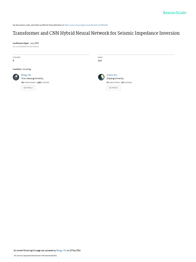 2023 Igarss Transformer and CNN Hybrid Neural Network For Seismic ...