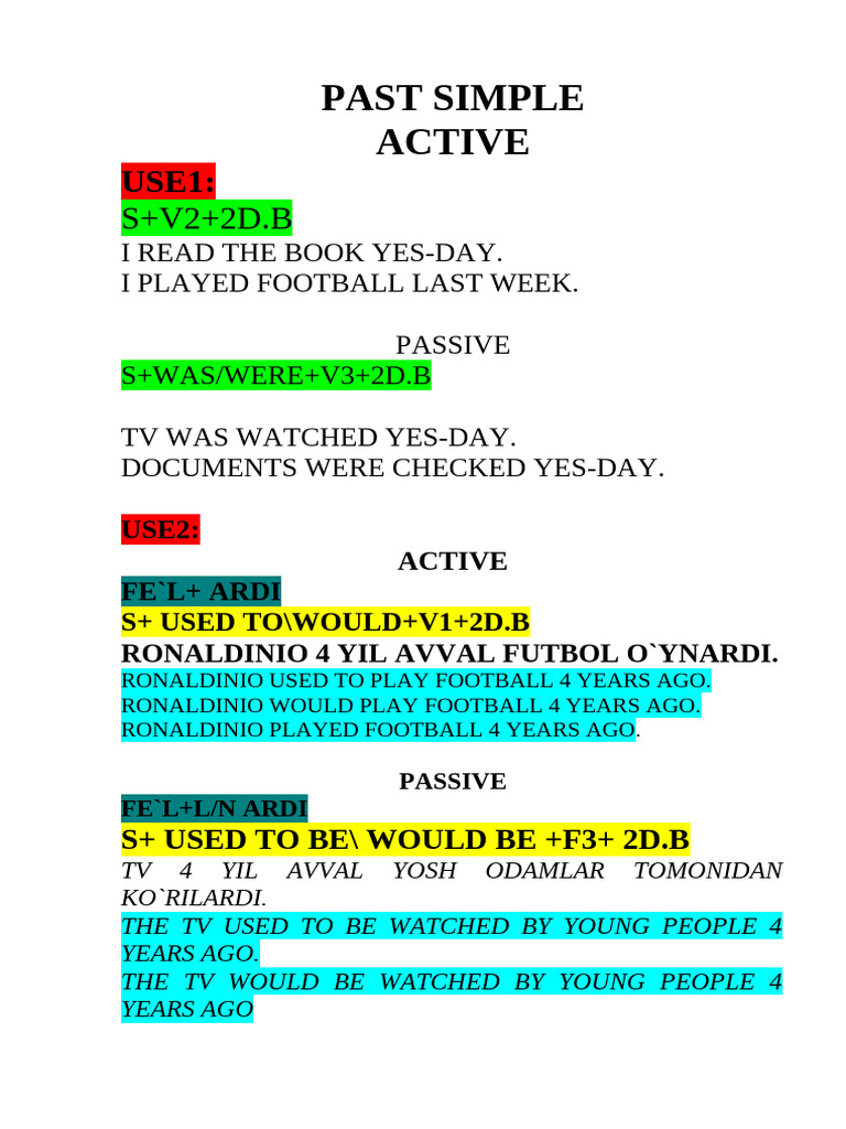 Past Simple Use 2 | PDF