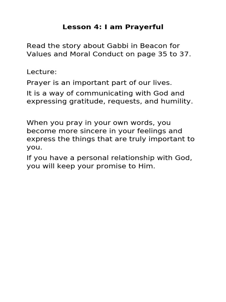 The Importance of Prayer in Values | PDF