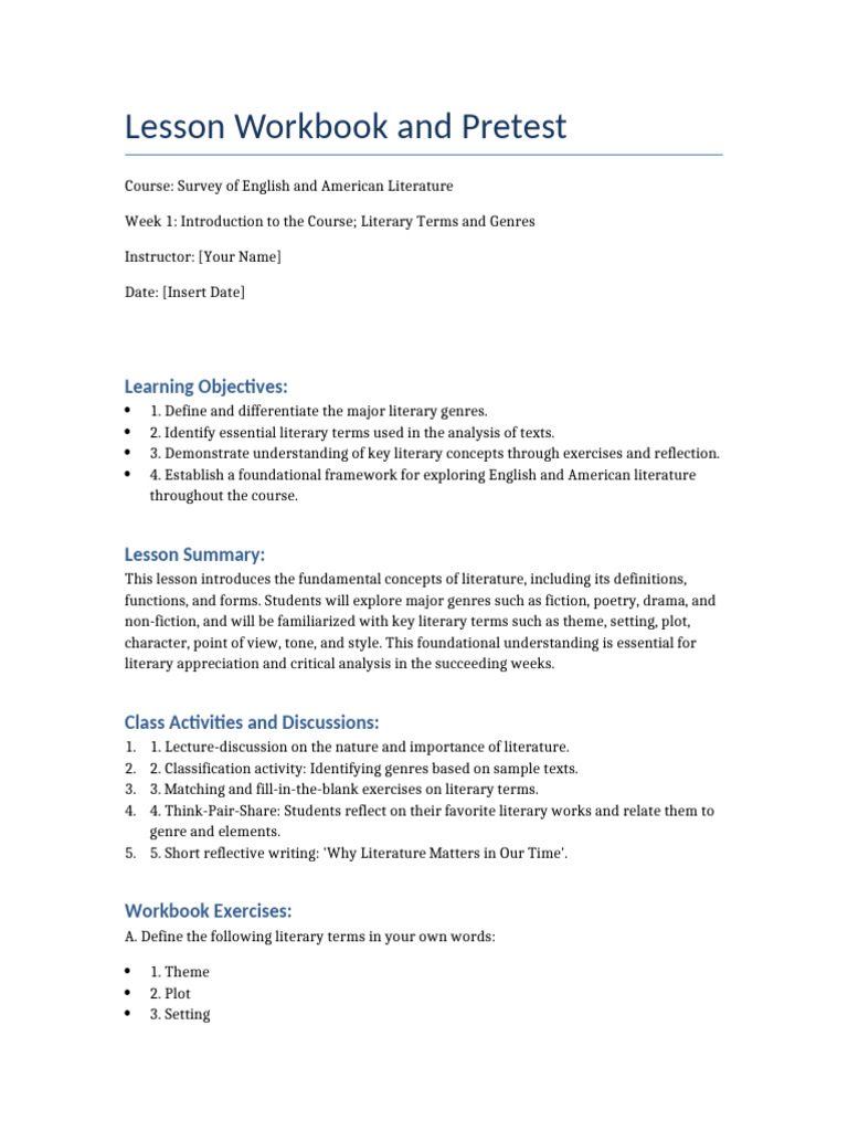 Intro to Literary Genres and Terms | PDF | Genre | Writing