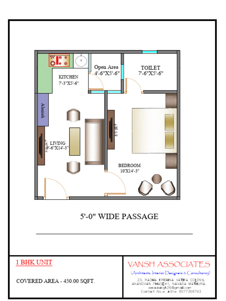 1 BHK Unit Floor Plan Layout | PDF