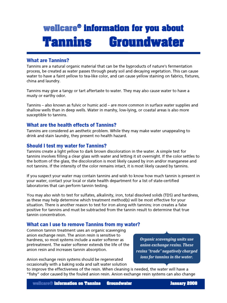 Understanding Tannins in Groundwater | PDF | Ion Exchange | Ion