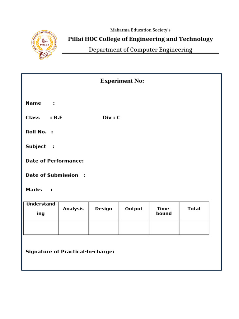 Computer Engineering Lab Report Template | PDF