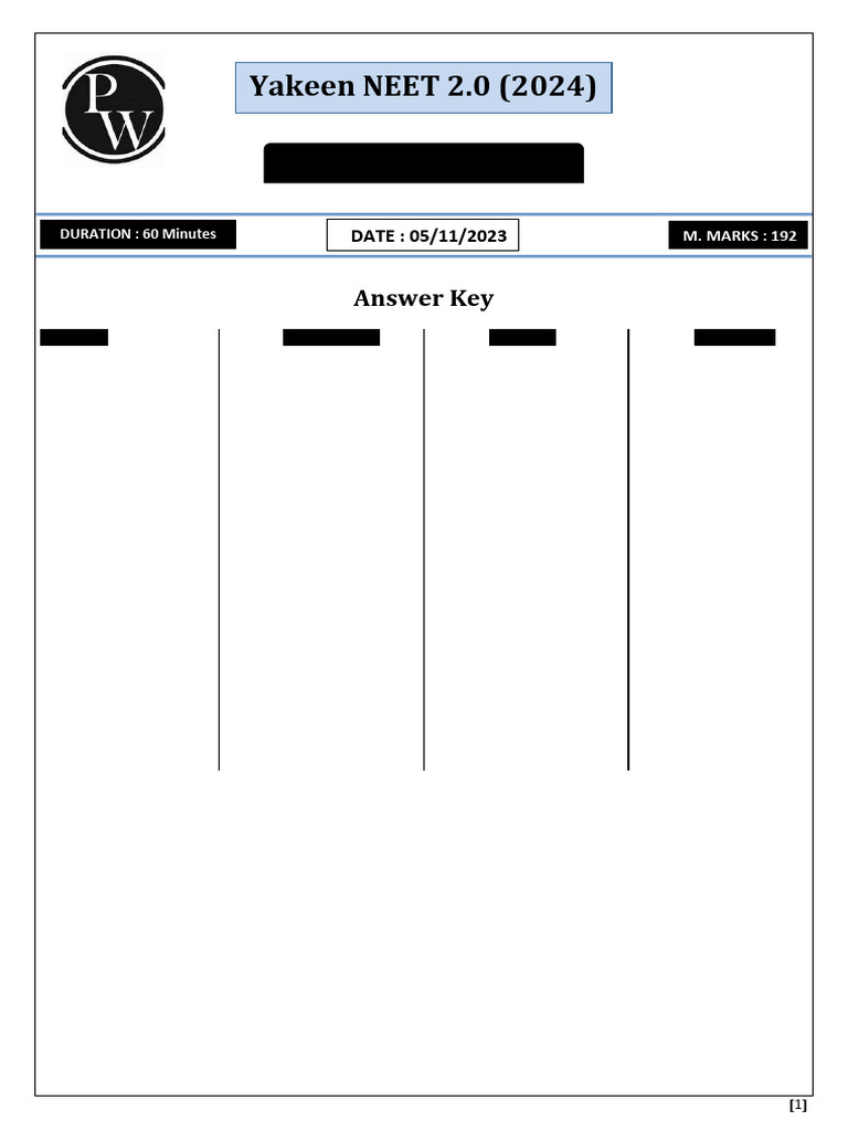 NEET 2.0 Answer Key 2024 | PDF | Chemical Bond | Chemistry