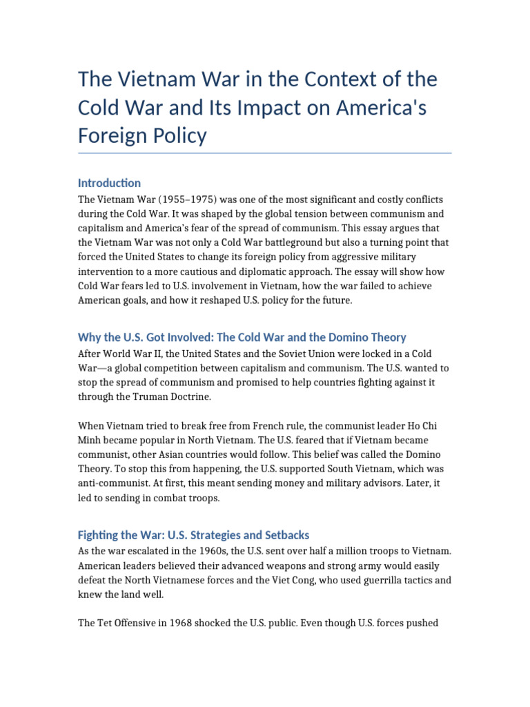 Vietnam War's Impact on U.S. Policy | PDF | Vietnam War | Cold War