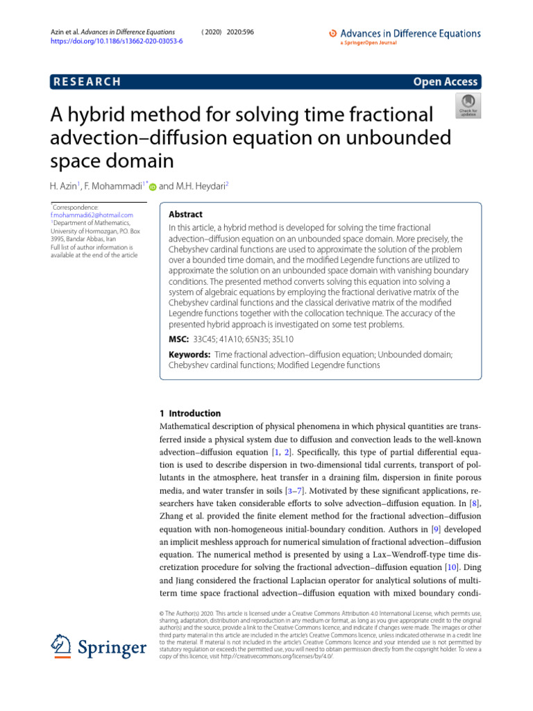 Hybrid Method for Fractional PDE Solutions | PDF | Diffusion | Equations