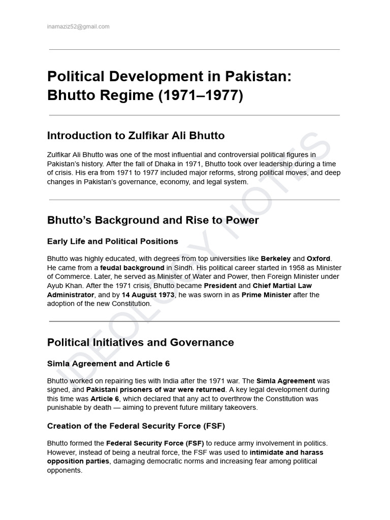 Bhutto's Political Legacy in Pakistan | PDF | Zulfikar Ali Bhutto ...