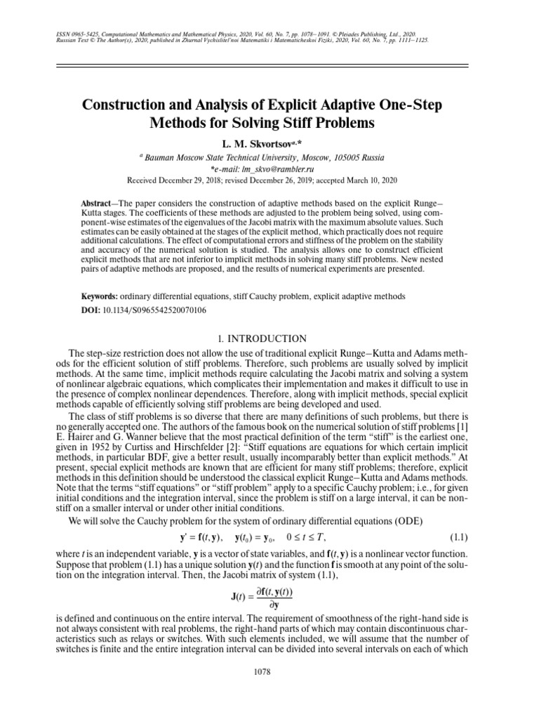 Construction and Analysis of Explicit Adaptive One-Step Methods For ...