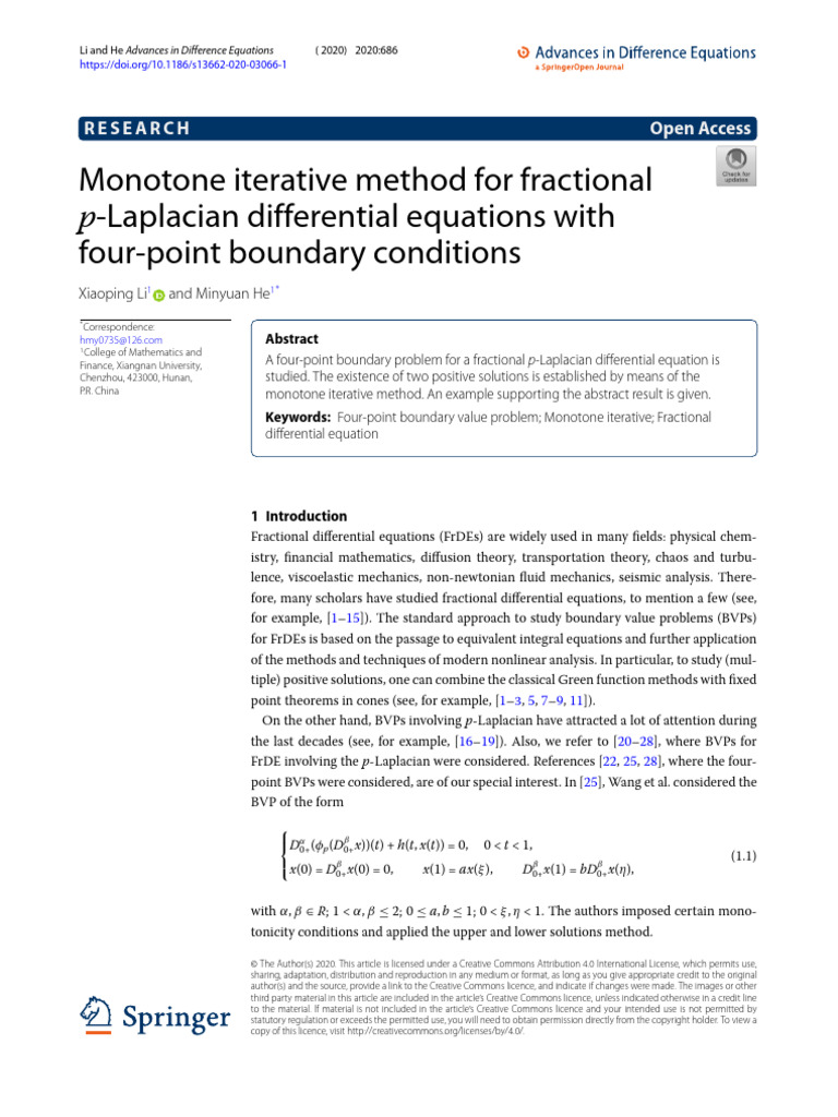 Monotone Method for Fractional p-Laplacian | PDF | Equations ...