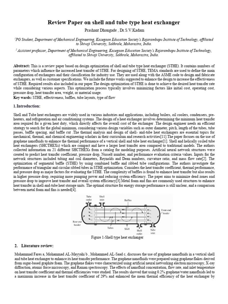 Design Optimization of Shell and Tube Heat Exchangers | PDF | Heat ...