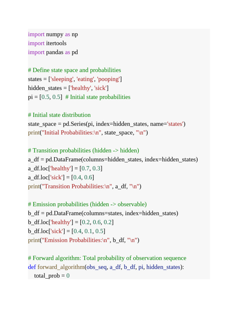Hidden Markov Model in Python | PDF
