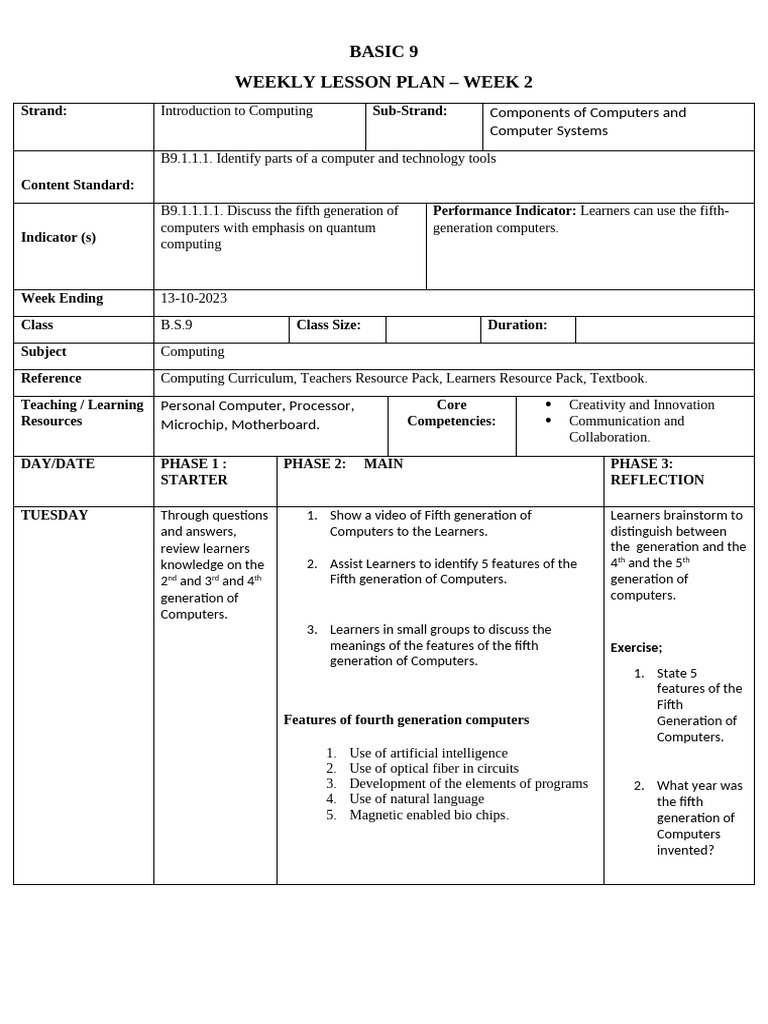 Week 2 Computing Lesson Plan: Quantum Tech | PDF | Computing ...
