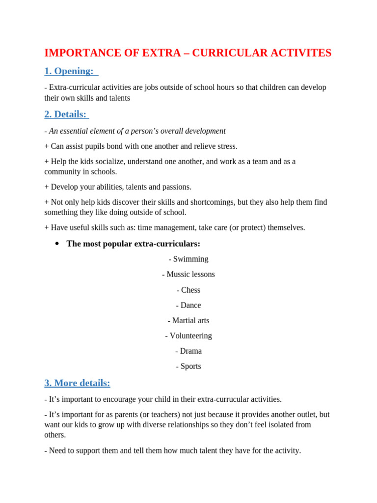 Benefits of Extra-Curricular Activities | PDF