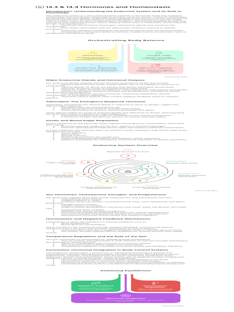 Hormones and Homeostasis Overview | PDF | Endocrine System | Hormone