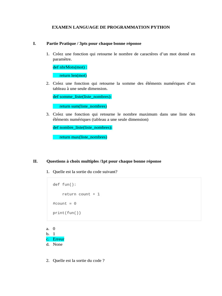 Examen Pratique de Programmation Python | PDF