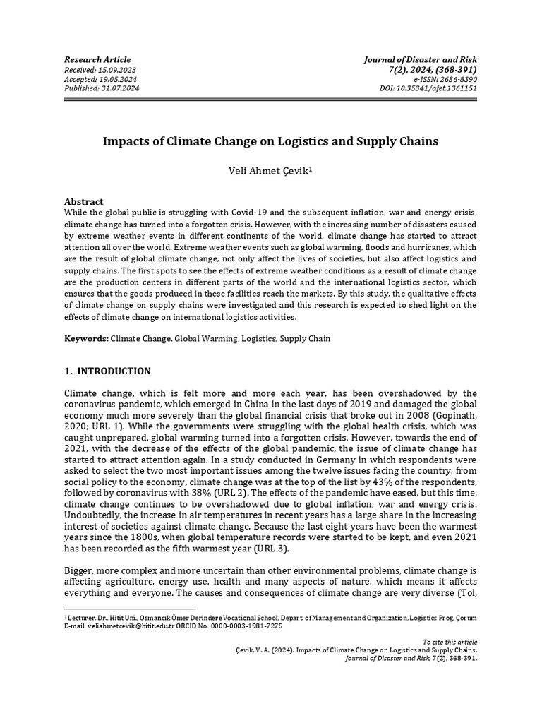 Climate Change's Impact on Supply Chains | PDF | Climate Change ...