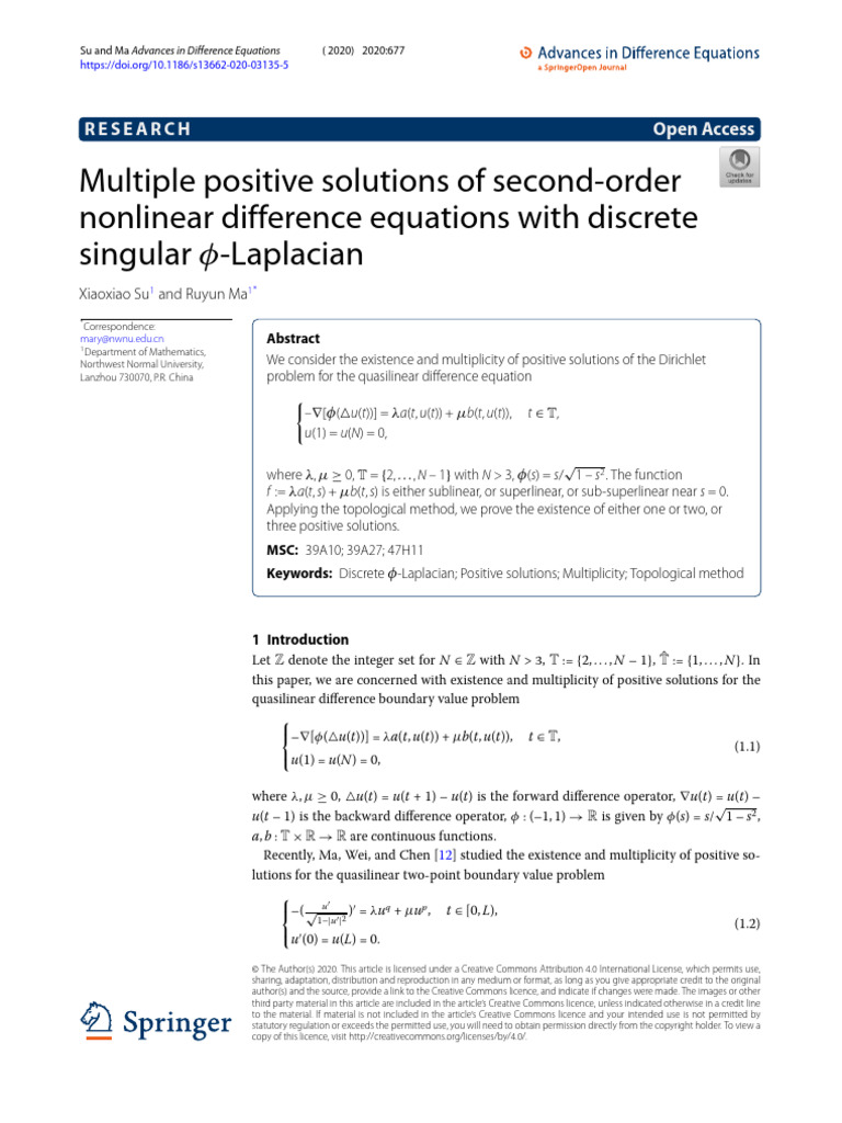 Multiple Positive Solutions of Second-Order Nonlinear Difference ...