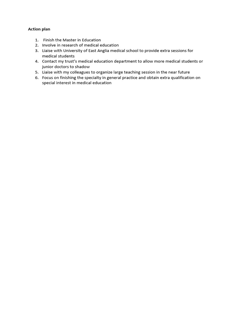Medical Education Action Plan | PDF