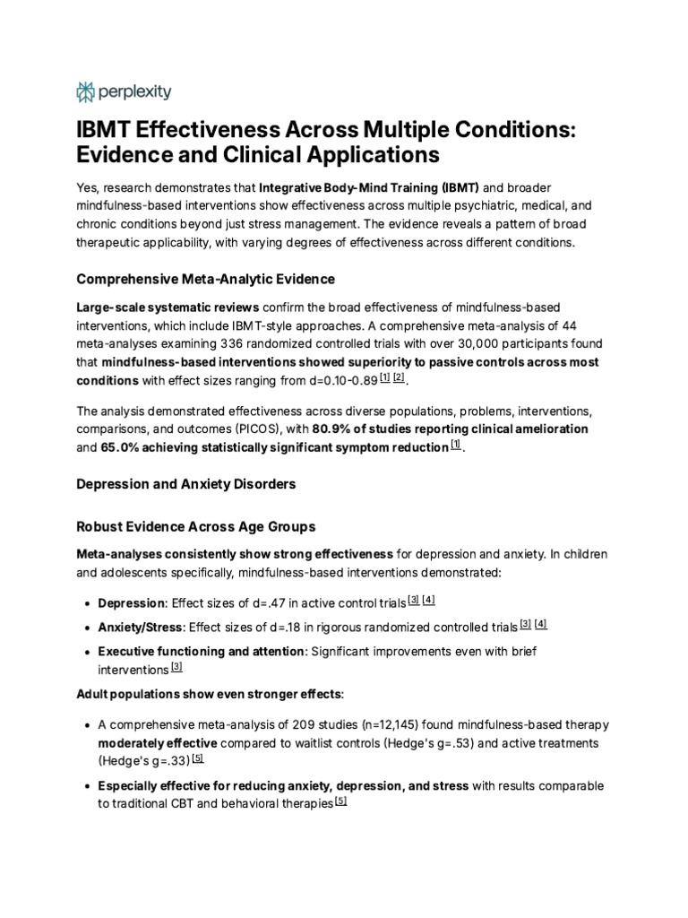 IBMT Effectiveness Across Multiple Conditions - Evi | PDF | Major ...