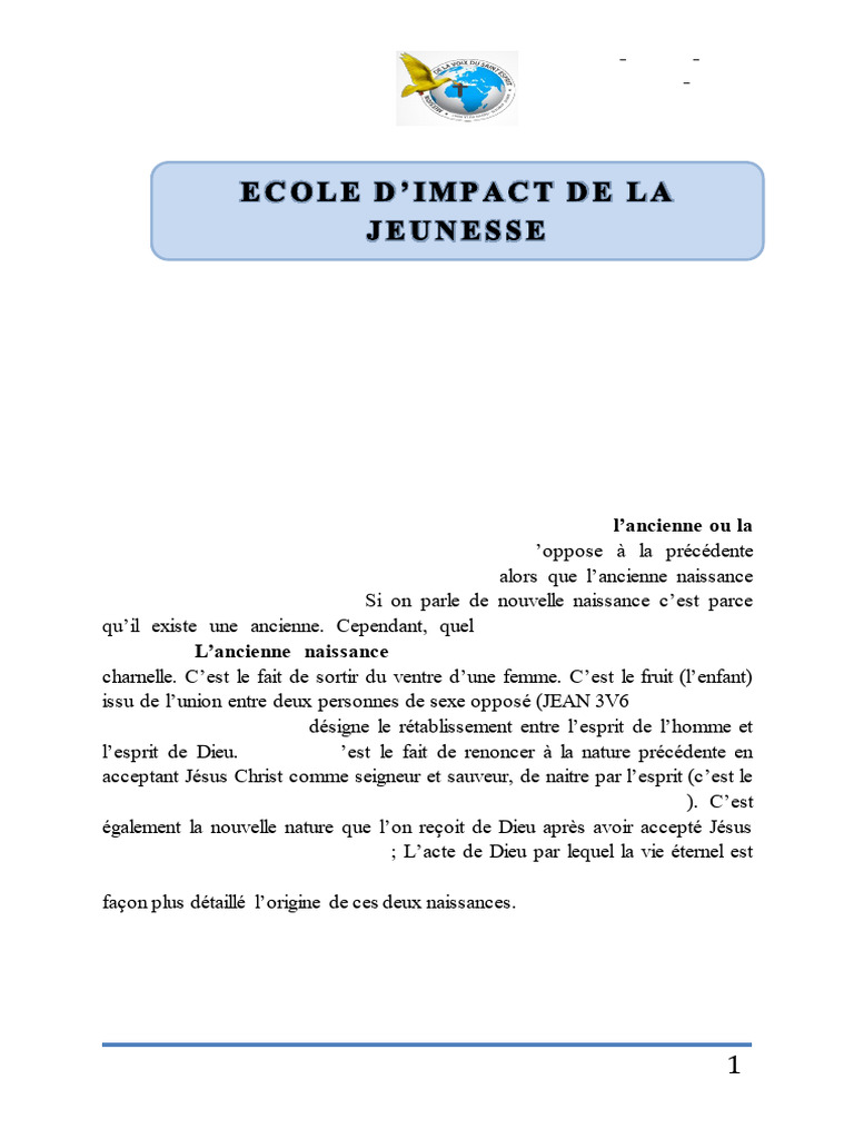 Nouvelle Naissance en Christ | PDF | Bible | Traductions