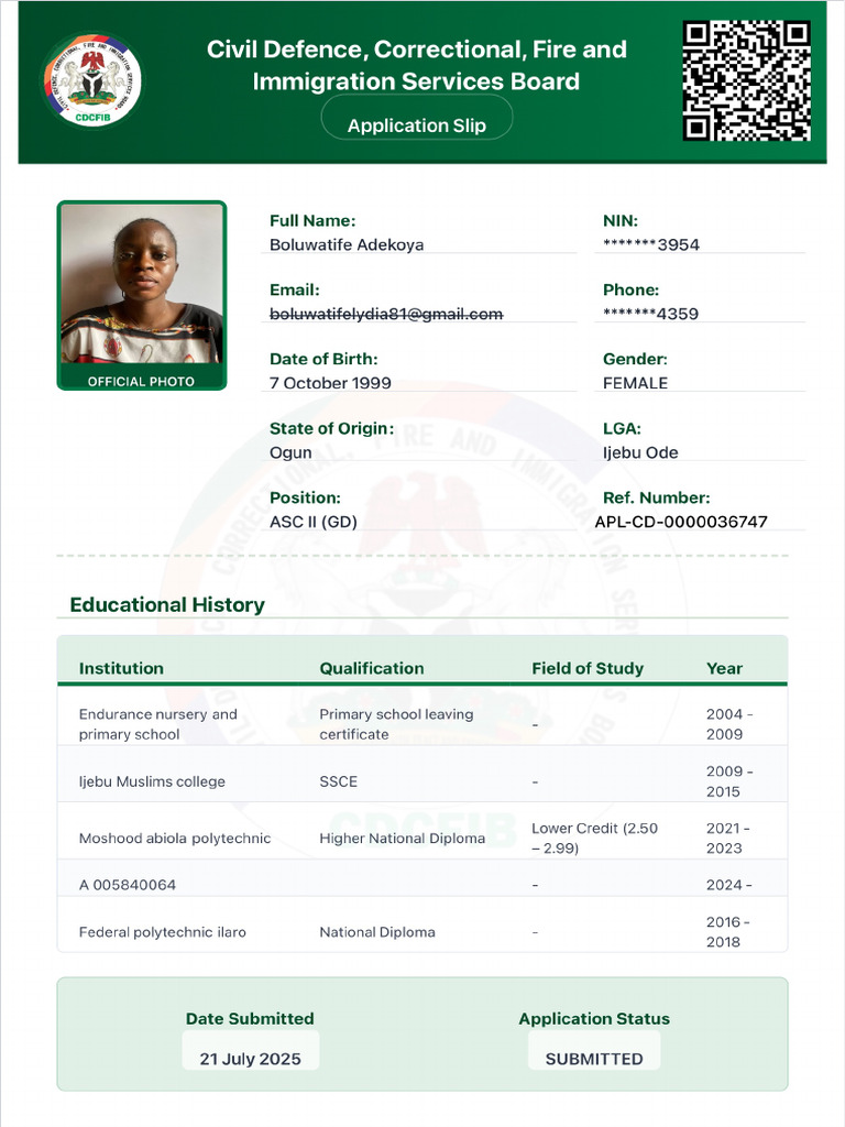 Boluwatife - Lydia Adekoya - Application-Slip (1) 2 | PDF