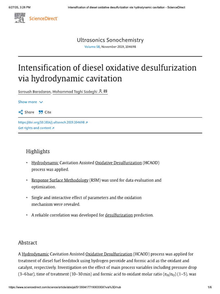 HC Assisted Oxidative Desulfurization | PDF