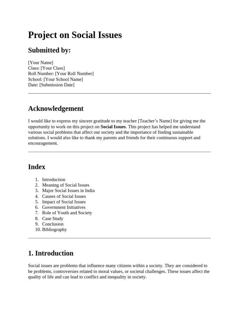 Project On Social Issues FORMAT | PDF | Economic Inequality ...