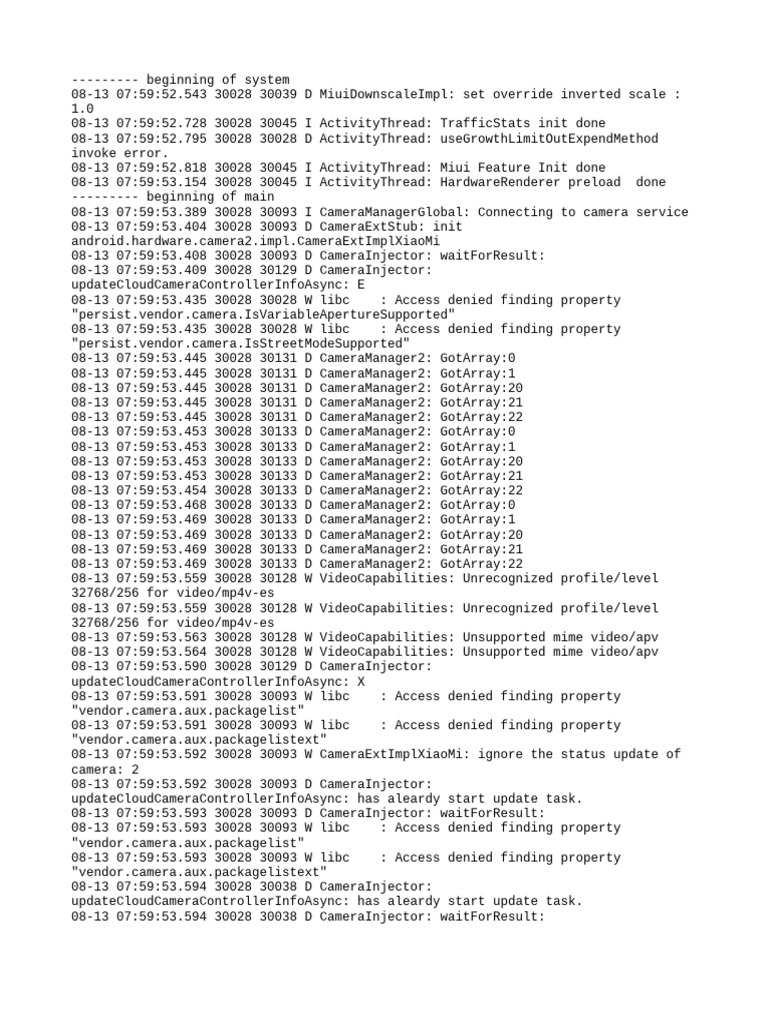 Camera Initialization Log Details | PDF | Computing | Computer Programming
