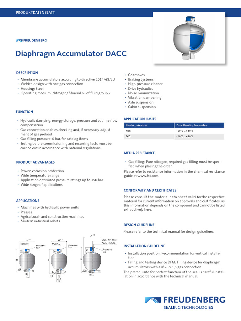 Diaphragm Accumulator DACC Overview | PDF | Mechanical Engineering ...