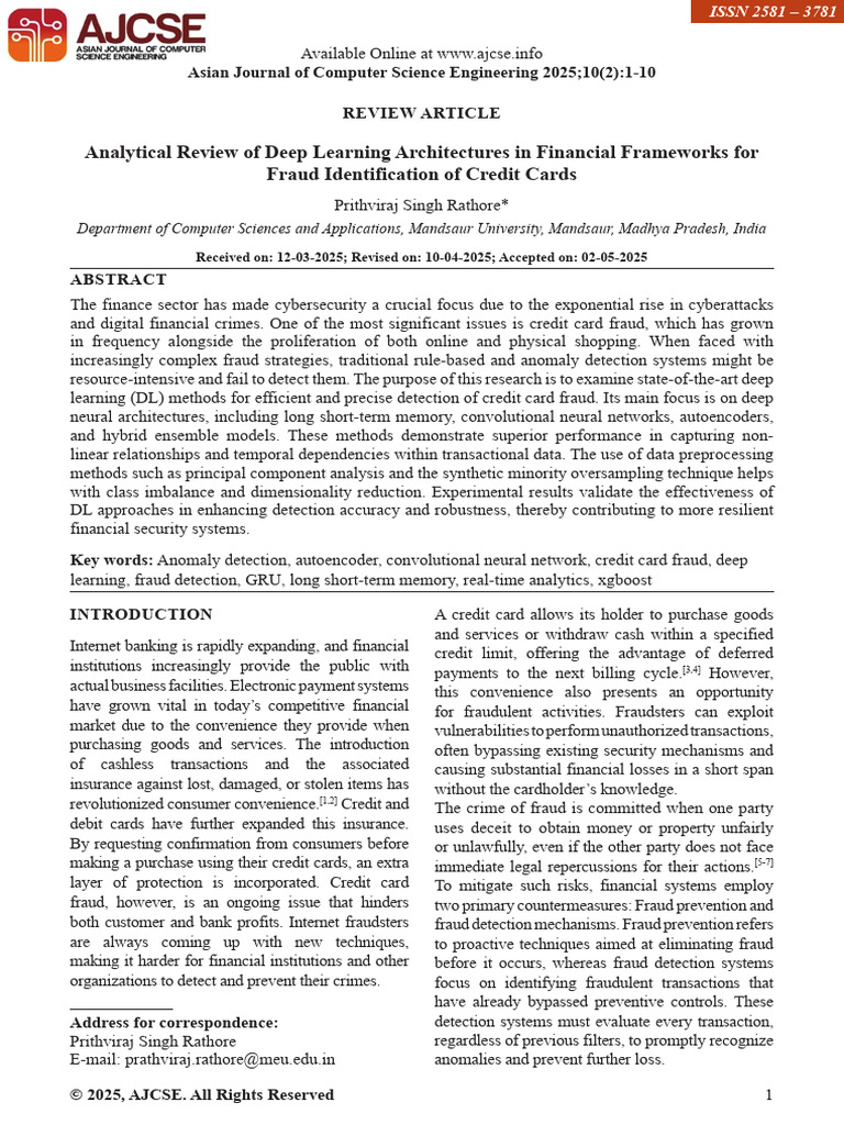 Analytical Review of Deep Learning Architectures in Financial ...