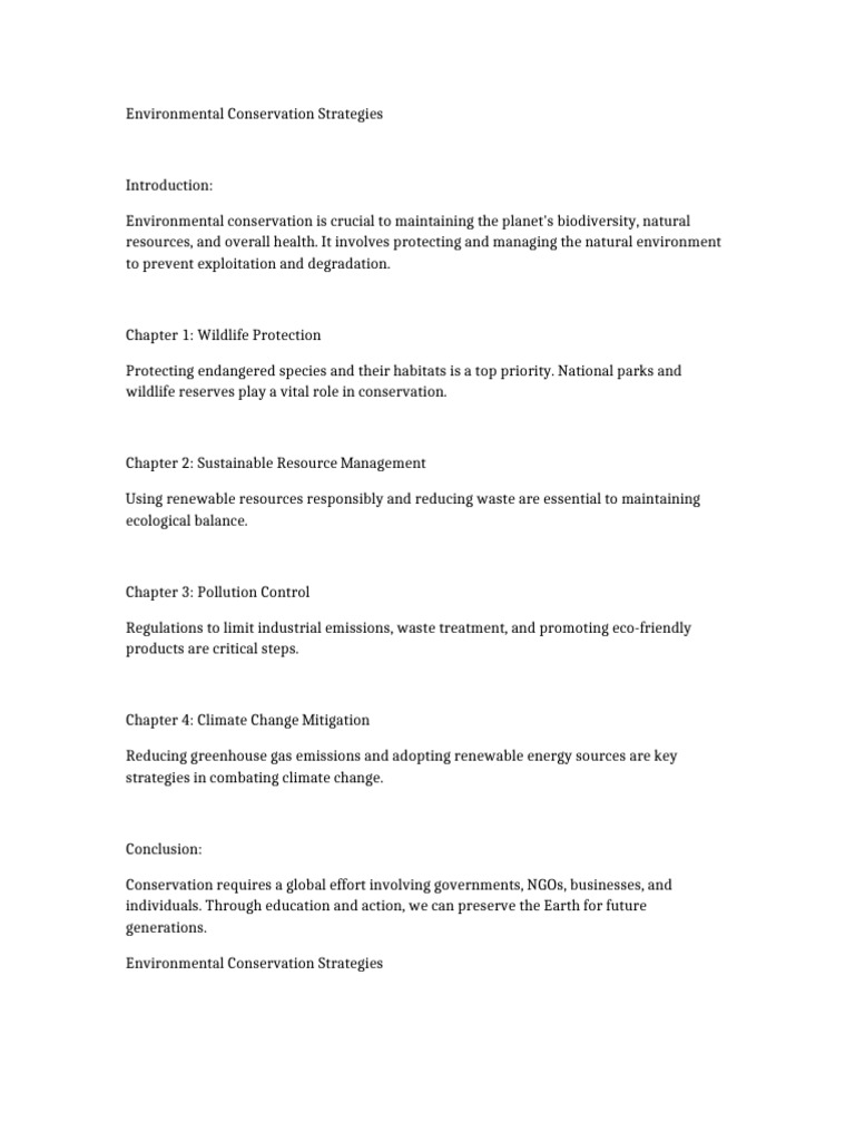 Effective Environmental Conservation Strategies | PDF | Conservation ...