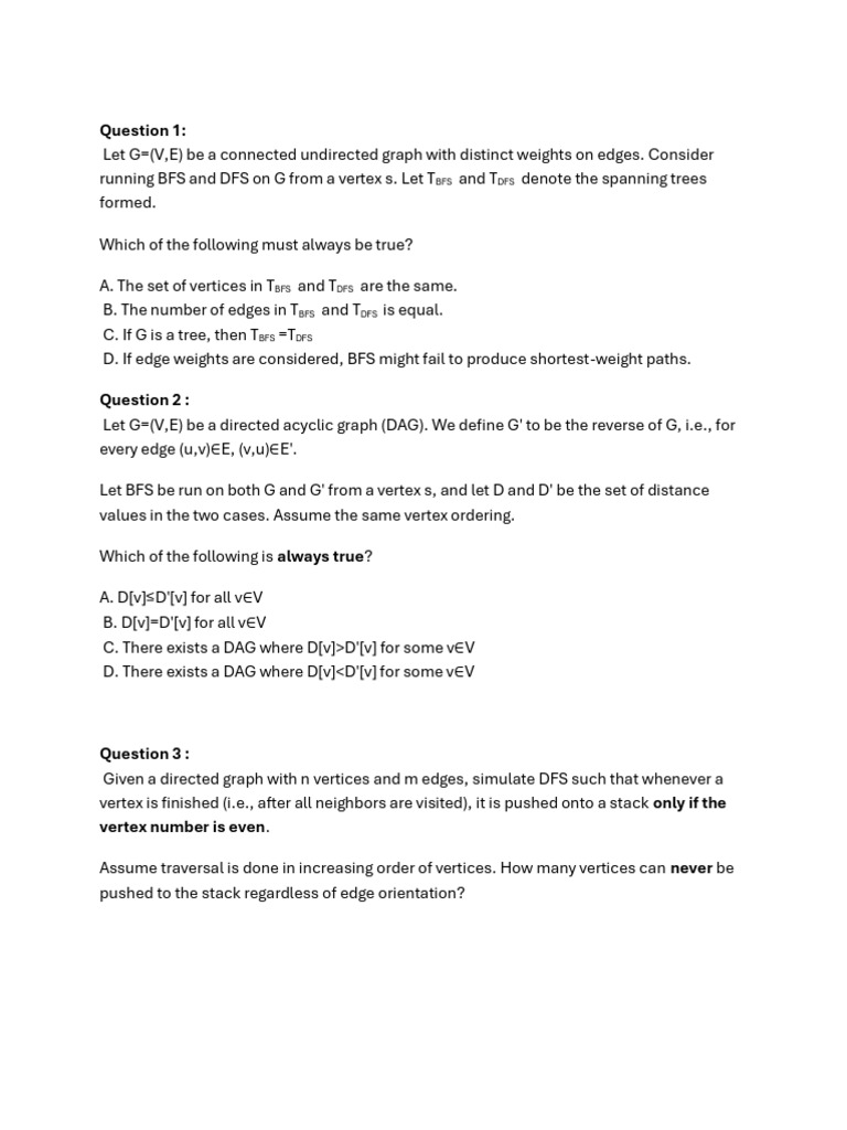 Graph Traversal Algorithms and Properties | PDF | Theoretical Computer ...