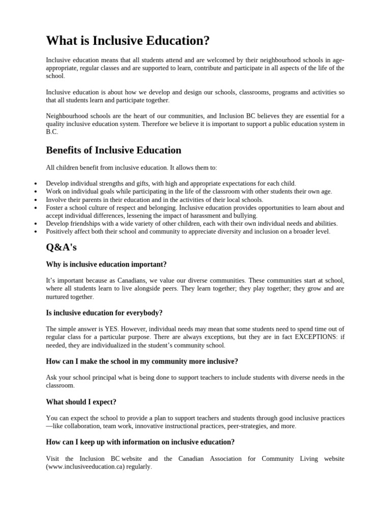 Understanding Inclusive Education Benefits | PDF | Inclusion (Education ...