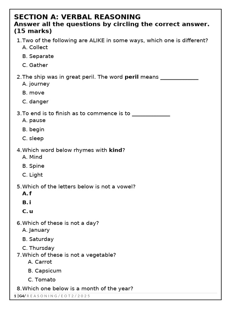 Verbal and Non-Verbal Reasoning Test | PDF | Chess Theory | Chess
