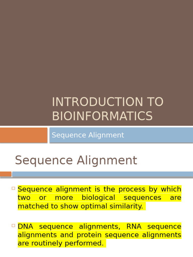 Sequence Alignment in Bioinformatics | PDF | Sequence Alignment | Life ...