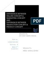 Difference Between Selling Concept & Marketing Concept AND Difference Between Production Concept & Product Concept