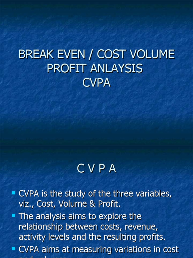 Cost Volume Profit Analysis Guide | PDF
