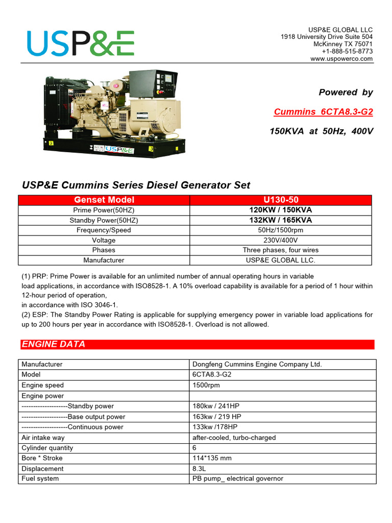 2623-u130_50_cummins_132kw_6cta8_3_g2_120_ | PDF | Engines | Electricity