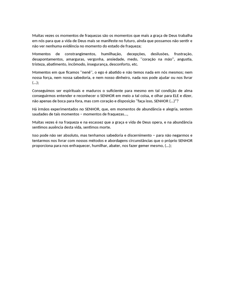Fraquezas, Escassez..., e Graça e Fluir Da Vida | PDF