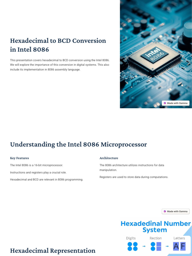 Hex to BCD Conversion in 8086 | PDF