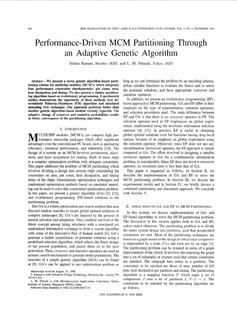 Genetic Algorithm for MCM Partitioning | PDF | Mathematical ...