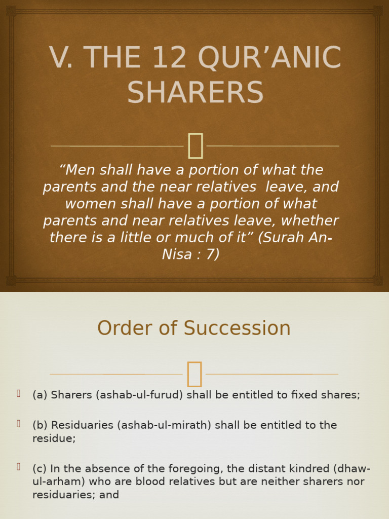 Qur'anic Inheritance Shares Explained | PDF | Inheritance | Islamic ...