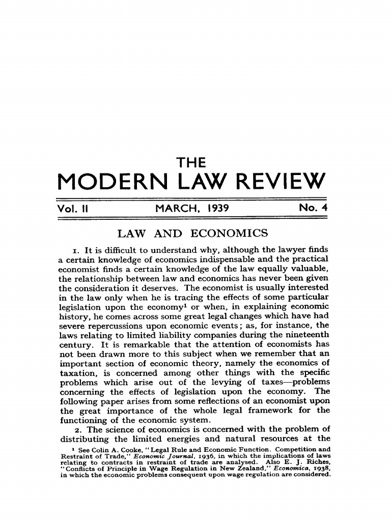 Law and Economics: An Interconnected Study | PDF | Economics | Law And ...