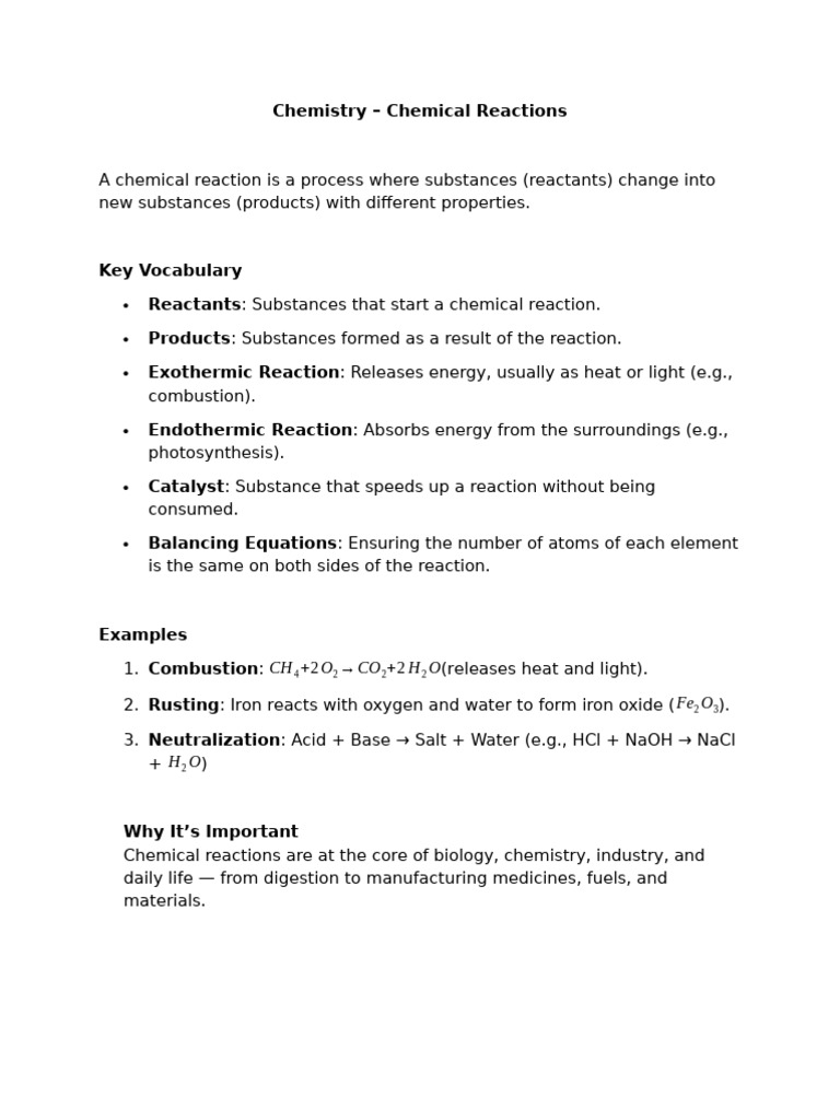 Understanding Chemical Reactions | PDF