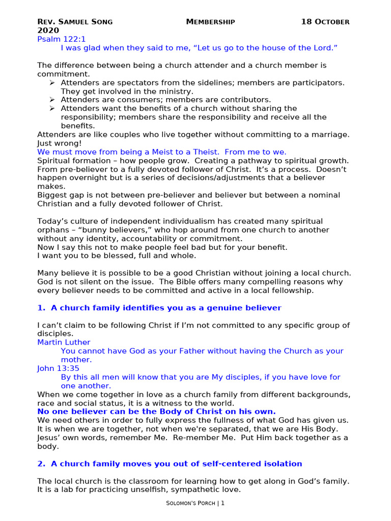 Importance of Church Membership | PDF | Jesus | Disciple (Christianity)