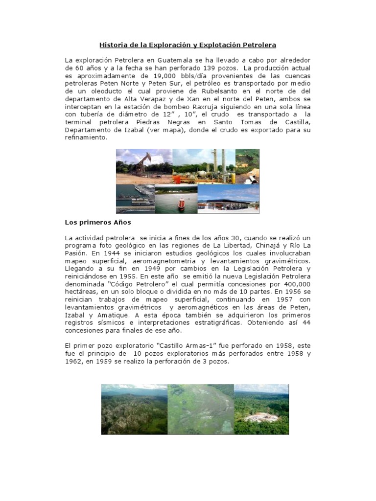 Historia de la Explotación Petrolera en Guatemala | PDF | Industria ...