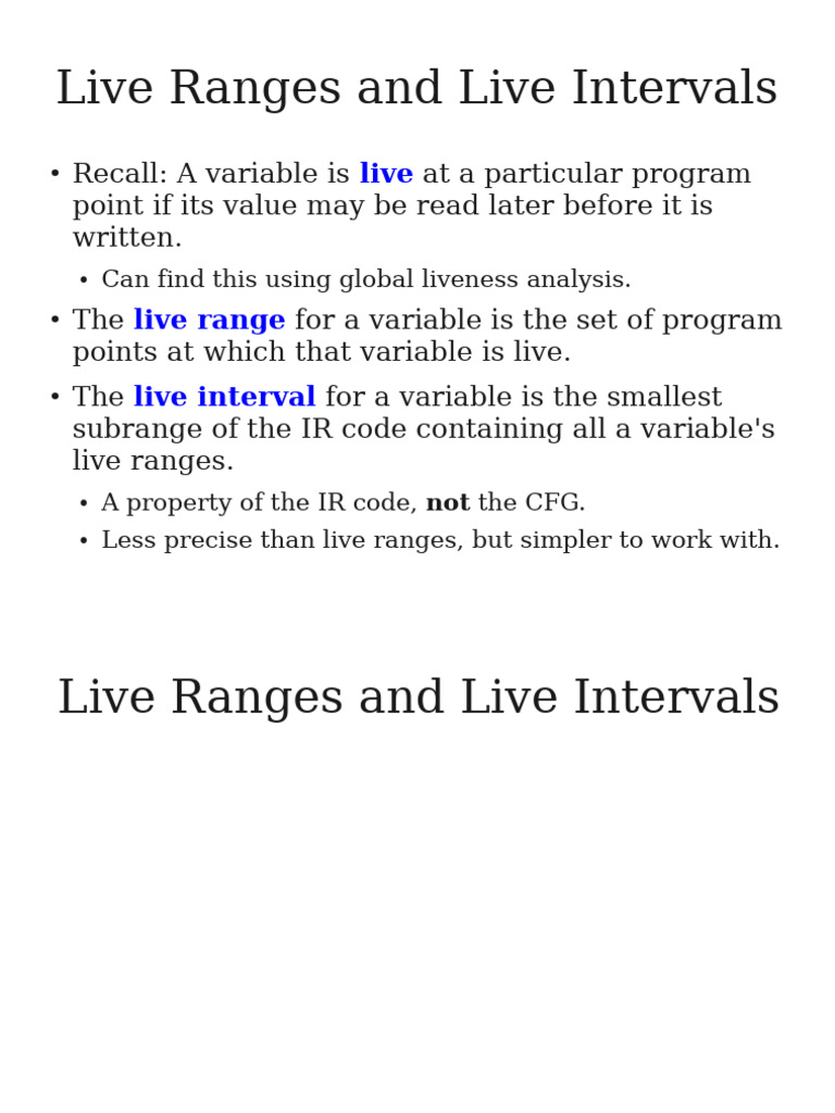 Live Ranges and Register Allocation | PDF | Mathematical Relations ...