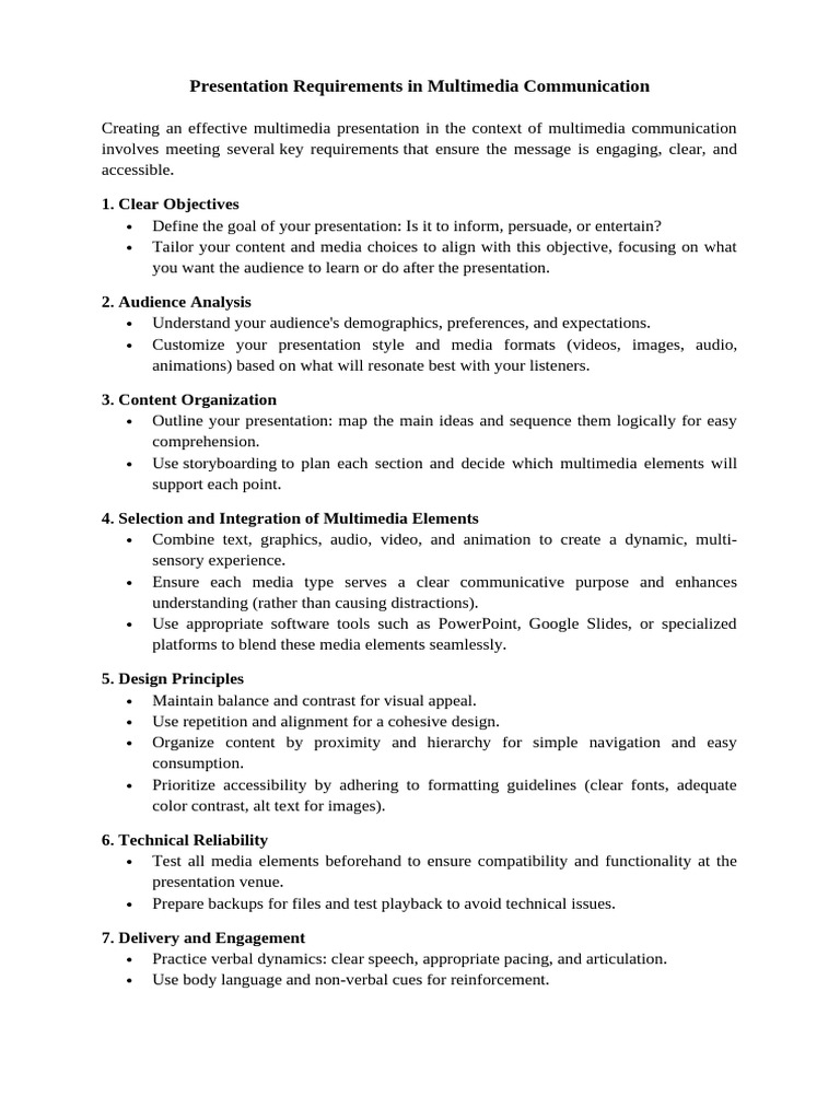 Multimedia Presentation Requirements Guide | PDF | Multimedia ...